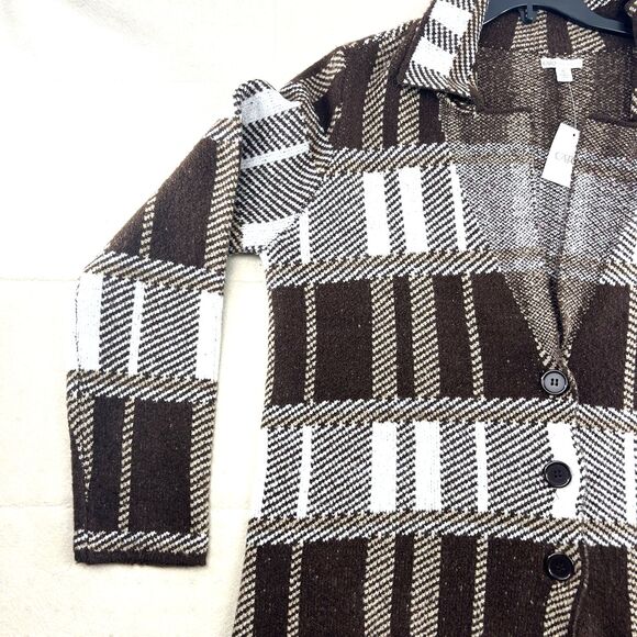 Cato Brown White Plaid Cardigan NWT Womens Size XL - Picture 3 of 16